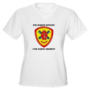 10MR - A01 - 04 - 10th Marine Regiment with Text Women's V-Neck T-Shirt
