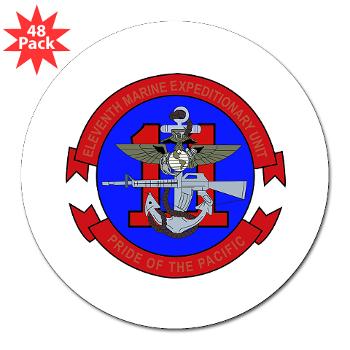 11MEU - M01 - 01 - 11th Marine Expeditionary Unit 3" Lapel Sticker (48 pk)