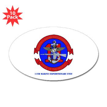 11MEU - M01 - 01 - 11th Marine Expeditionary Unit with Text Sticker (Oval 10 pk)