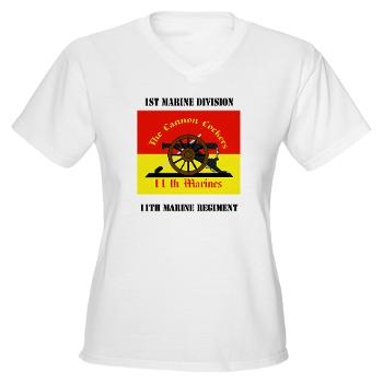 11MR - A01 - 04 - 11th Marine Regiment with text - Women's V-Neck T-Shirt - Click Image to Close