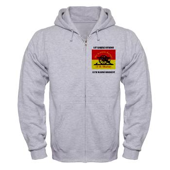 11MR - A01 - 03 - 11th Marine Regiment with text - Zip Hoodie - Click Image to Close