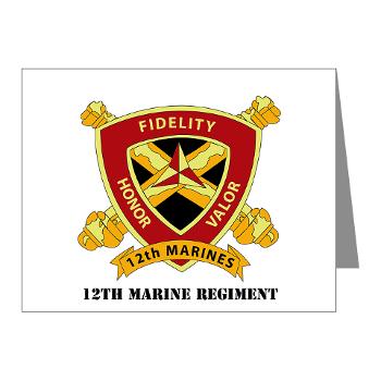12MR - M01 - 02 - 12th Marine Regiment with text Note Cards (Pk of 20) - Click Image to Close