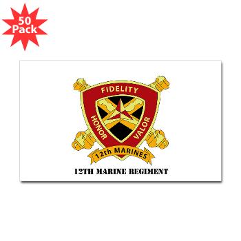 12MR - M01 - 01 - 12th Marine Regiment with text Sticker (Rectangle 50 pk) - Click Image to Close