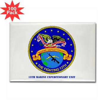 13MEU - M01 - 01 - 13th Marine Expeditionary Unit with Text - Rectangle Magnet (100 pack)
