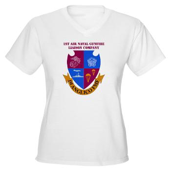 1ANGLC - A01 - 04 - 1st Air Naval Gunfire Liaison Company with Text - Women's V-Neck T-Shirt