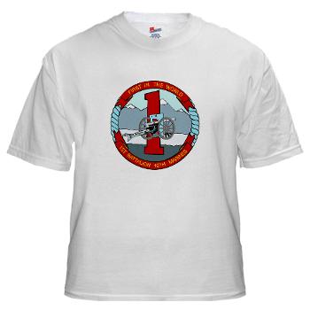 1B10M - A01 - 04 - 1st Battalion 10th Marines - White T-Shirt - Click Image to Close
