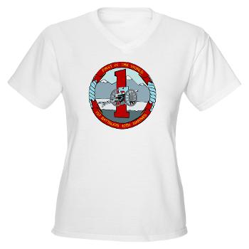 1B10M - A01 - 04 - 1st Battalion 10th Marines - Women's V-Neck T-Shirt