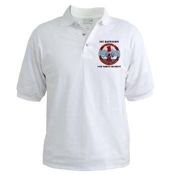 1B10M - A01 - 04 - 1st Battalion 10th Marines with Text - Golf Shirt - Click Image to Close