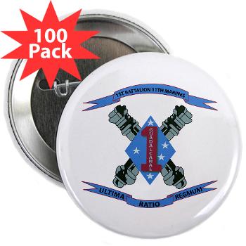 1B11M - M01 - 01 - 1st Battalion 11th Marines 2.25" Button (100 pack) - Click Image to Close