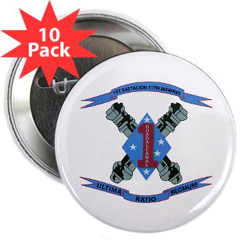 1B11M - M01 - 01 - 1st Battalion 11th Marines 2.25" Button (10 pack) - Click Image to Close