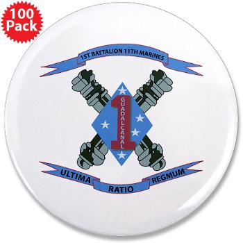 1B11M - M01 - 01 - 1st Battalion 11th Marines 3.5" Button (100 pack)
