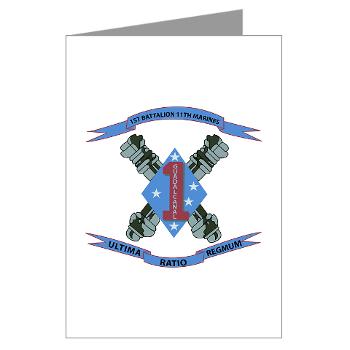 1B11M - M01 - 02 - 1st Battalion 11th Marines Greeting Cards (Pk of 10) - Click Image to Close