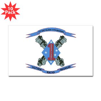 1B11M - M01 - 01 - 1st Battalion 11th Marines Sticker (Rectangle 10 pk) - Click Image to Close