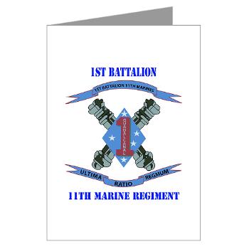 1B11M - M01 - 02 - 1st Battalion 11th Marines with Text Greeting Cards (Pk of 10)