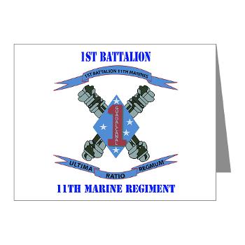 1B11M - M01 - 02 - 1st Battalion 11th Marines with Text Note Cards (Pk of 20)