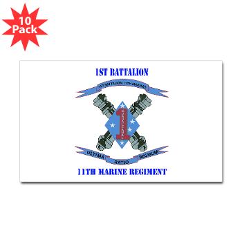 1B11M - M01 - 01 - 1st Battalion 11th Marines with Text Sticker (Rectangle 10 pk)