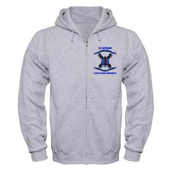 1B11M - A01 - 03 - 1st Battalion 11th Marines with Text Zip Hoodie - Click Image to Close