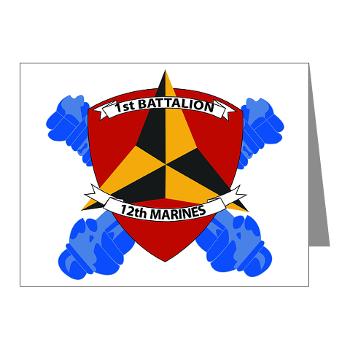 1B12M - M01 - 02 - 1st Battalion 12th Marines Note Cards (Pk of 20) - Click Image to Close