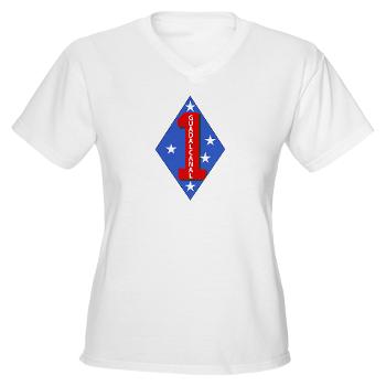 1B1M - A01 - 04 - 1st Battalion - 1st Marines Women's V-Neck T-Shirt