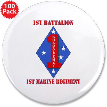 1B1M - M01 - 01 - 1st Battalion - 1st Marines with Text 3.5" Button (100 pack) - Click Image to Close