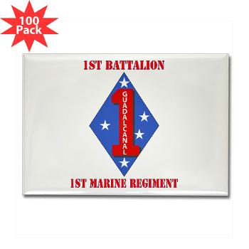 1B1M - M01 - 01 - 1st Battalion - 1st Marines with Text Rectangle Magnet (100 pack)