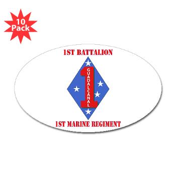 1B1M - M01 - 01 - 1st Battalion - 1st Marines with Text Sticker (Oval 10 pk) - Click Image to Close