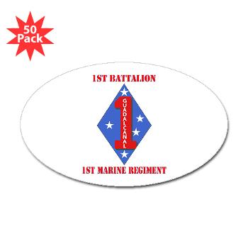 1B1M - M01 - 01 - 1st Battalion - 1st Marines with Text Sticker (Oval 50 pk)