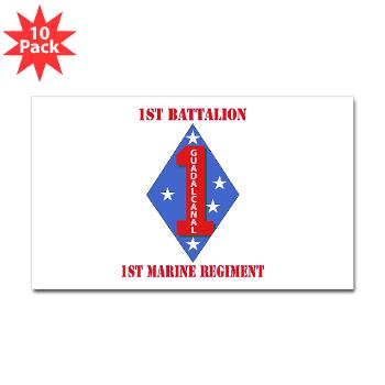 1B1M - M01 - 01 - 1st Battalion - 1st Marines with Text Sticker (Rectangle 10 pk)