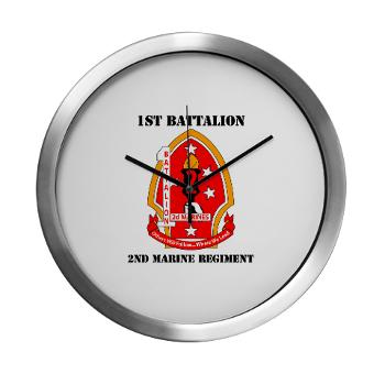 1B2M - M01 - 03 - 1st Battalion - 2nd Marines with Text - Modern Wall Clock