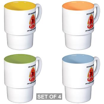 1B2M - M01 - 03 - 1st Battalion - 2nd Marines with Text - Stackable Mug Set (4 mugs) - Click Image to Close
