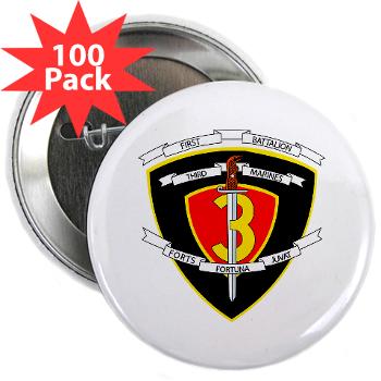 1B3M - M01 - 01 - 1st Battalion 3rd Marines 2.25" Button (100 pack) - Click Image to Close