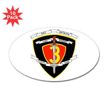 1B3M - M01 - 01 - 1st Battalion 3rd Marines Sticker (Oval 10 pk) - Click Image to Close