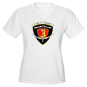 1B3M - A01 - 04 - 1st Battalion 3rd Marines Women's V-Neck T-Shirt