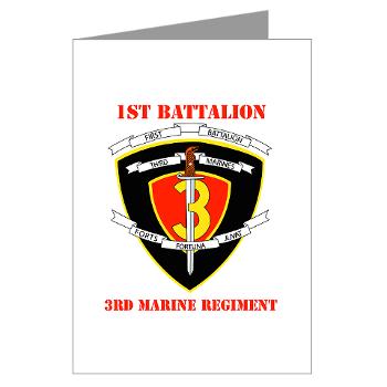 1B3M - M01 - 02 - 1st Battalion 3rd Marines with Text Greeting Cards (Pk of 10)