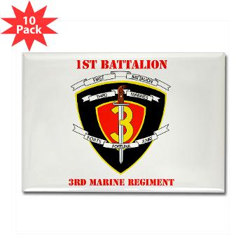 1B3M - M01 - 01 - 1st Battalion 3rd Marines with Text Rectangle Magnet (10 pack) - Click Image to Close