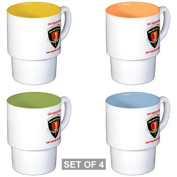 1B3M - M01 - 03 - 1st Battalion 3rd Marines with Text Stackable Mug Set (4 mugs) - Click Image to Close