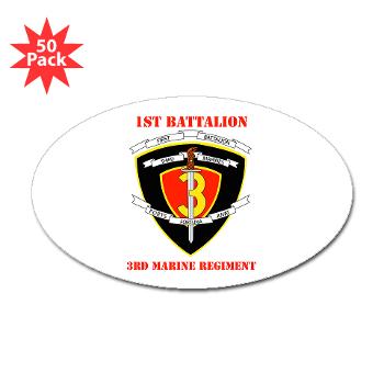 1B3M - M01 - 01 - 1st Battalion 3rd Marines with Text Sticker (Oval 50 pk)