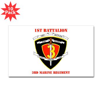 1B3M - M01 - 01 - 1st Battalion 3rd Marines with Text Sticker (Rectangle 10 pk) - Click Image to Close