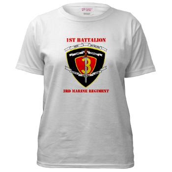 1B3M - A01 - 04 - 1st Battalion 3rd Marines with Text Women's T-Shirt - Click Image to Close