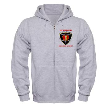 1B3M - A01 - 03 - 1st Battalion 3rd Marines with Text Zip Hoodie - Click Image to Close