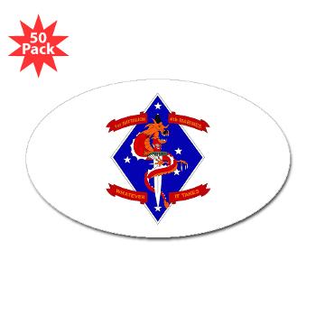 1B4M - M01 - 01 - 1st Battalion - 4th Marines Sticker (Oval 50 pk) - Click Image to Close