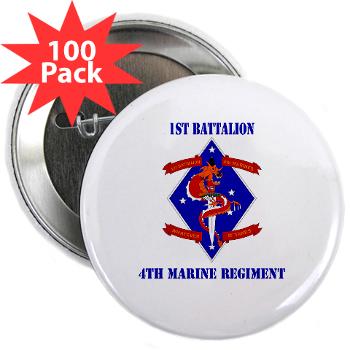 1B4M - M01 - 01 - 1st Battalion - 4th Marines with Text 2.25" Button (100 pack)