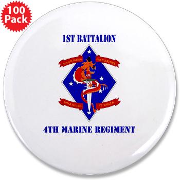 1B4M - M01 - 01 - 1st Battalion - 4th Marines with Text 3.5" Button (100 pack) - Click Image to Close