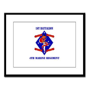 1B4M - M01 - 02 - 1st Battalion - 4th Marines with Text Large Framed Print