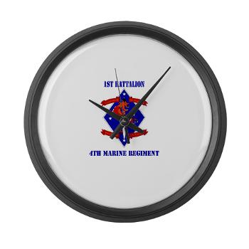 1B4M - M01 - 03 - 1st Battalion - 4th Marines with Text Large Wall Clock - Click Image to Close