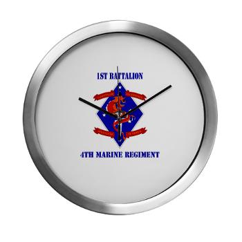 1B4M - M01 - 03 - 1st Battalion - 4th Marines with Text Modern Wall Clock - Click Image to Close