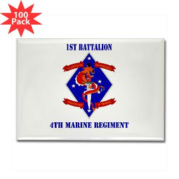 1B4M - M01 - 01 - 1st Battalion - 4th Marines with Text Rectangle Magnet (100 pack)