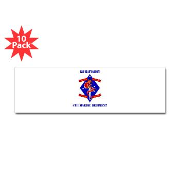 1B4M - M01 - 01 - 1st Battalion - 4th Marines with Text Sticker (Bumper 10 pk) - Click Image to Close