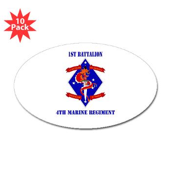 1B4M - M01 - 01 - 1st Battalion - 4th Marines with Text Sticker (Oval 10 pk) - Click Image to Close