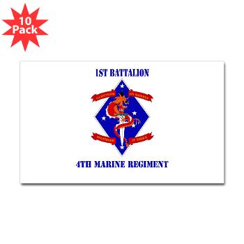 1B4M - M01 - 01 - 1st Battalion - 4th Marines with Text Sticker (Rectangle 10 pk)